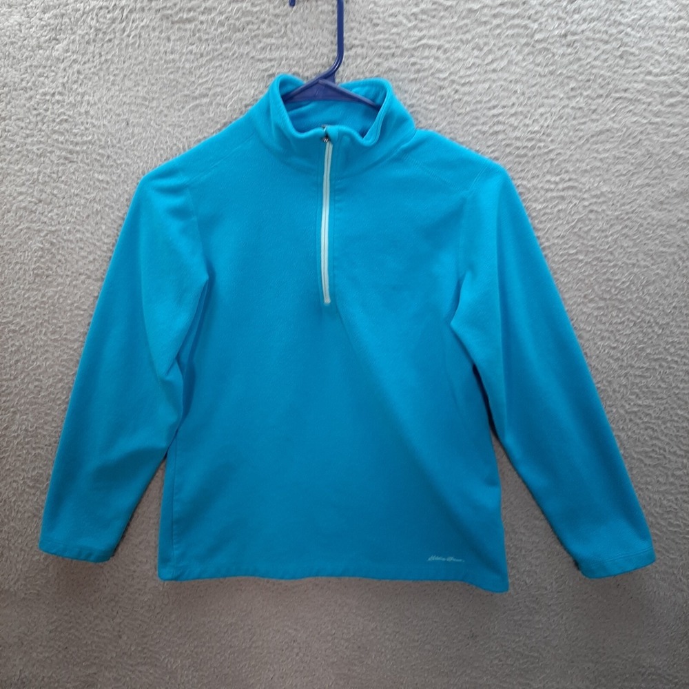 Eddie Bauer Sweatshirt Kids Youth Large Blue Fleece 1/4 Zip Pullover Outdoors